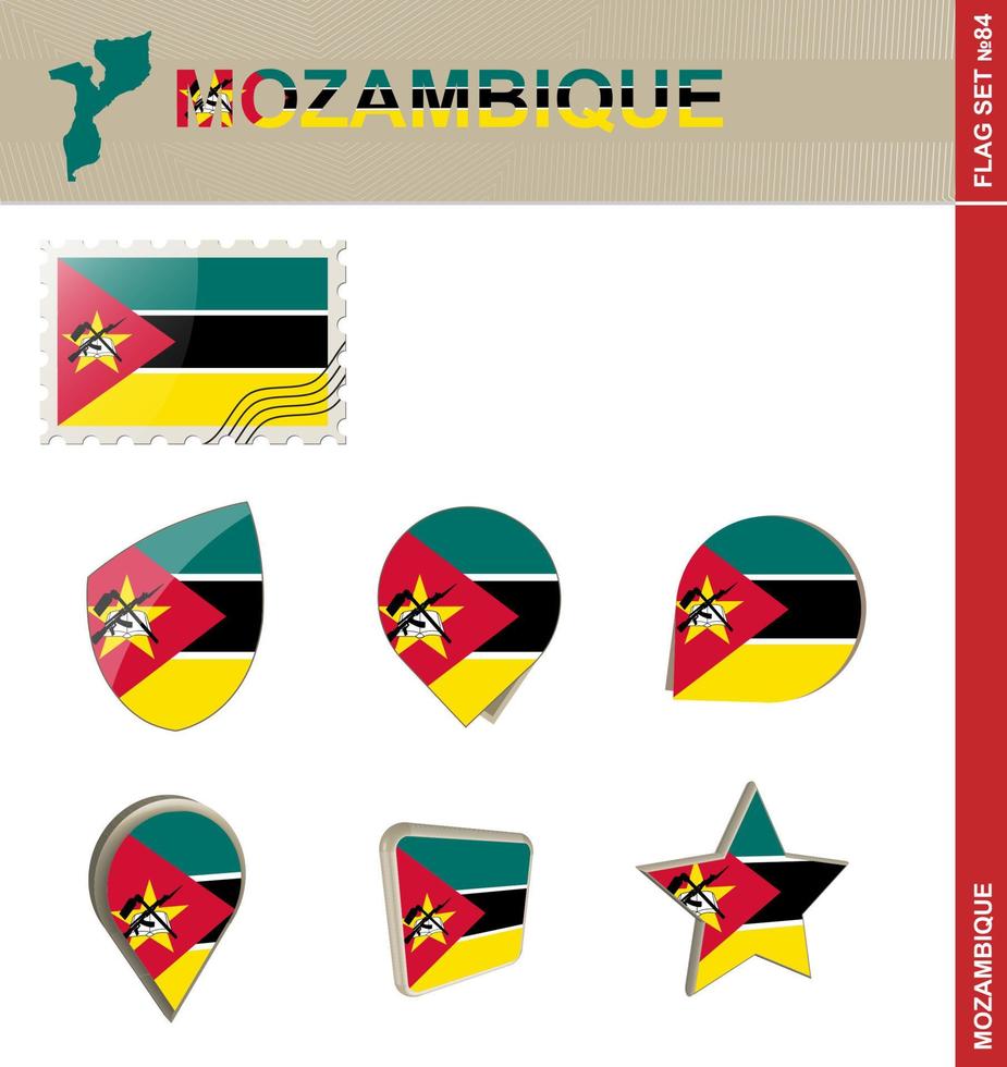 Mozambique Flag Set, Flag Set vector