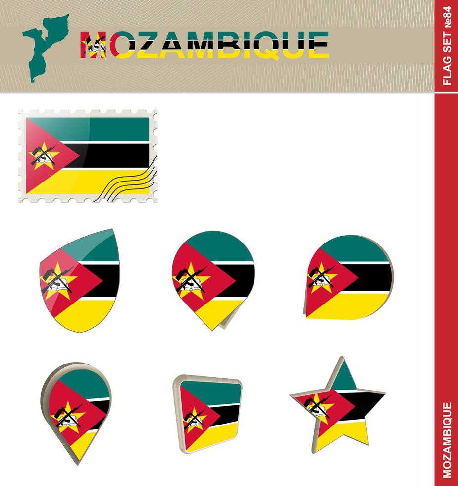 Mozambique Flag Set, Flag Set vector