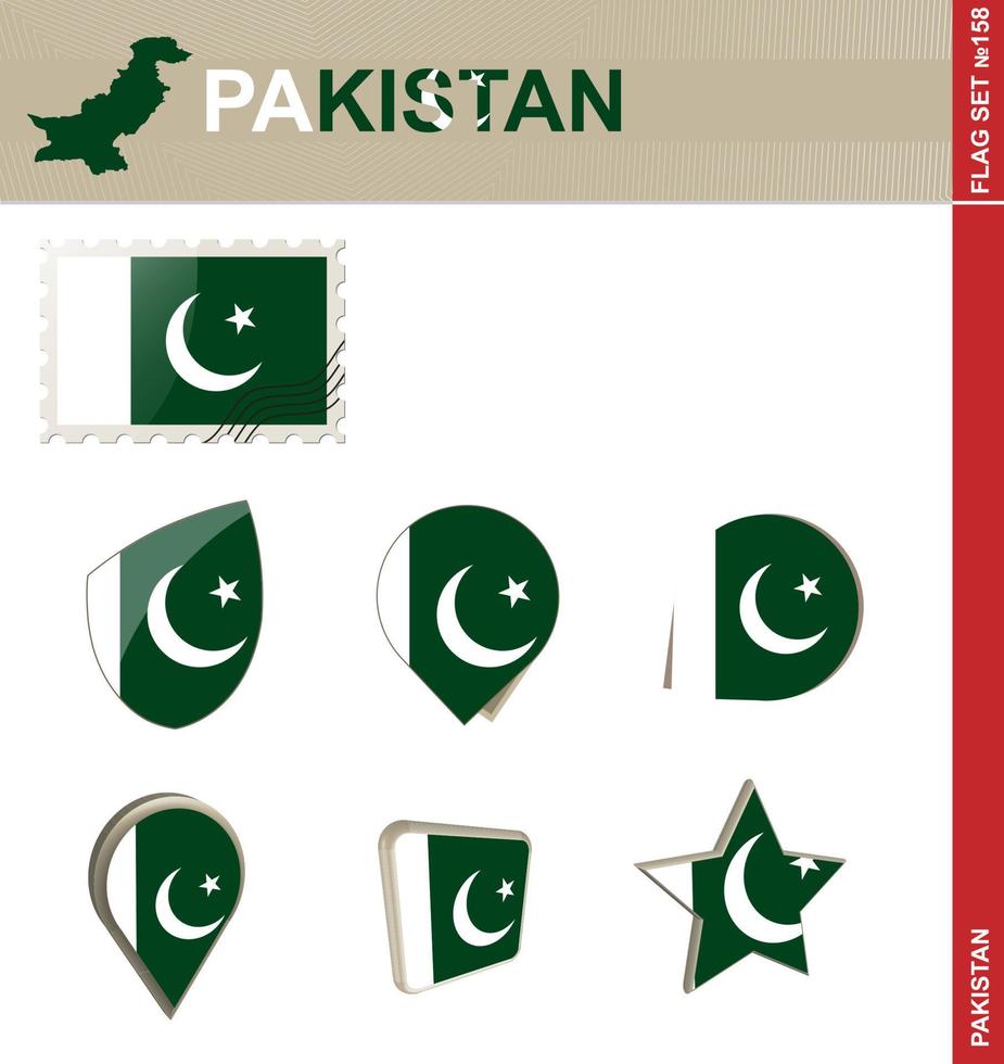 conjunto de banderas de pakistán, conjunto de banderas vector