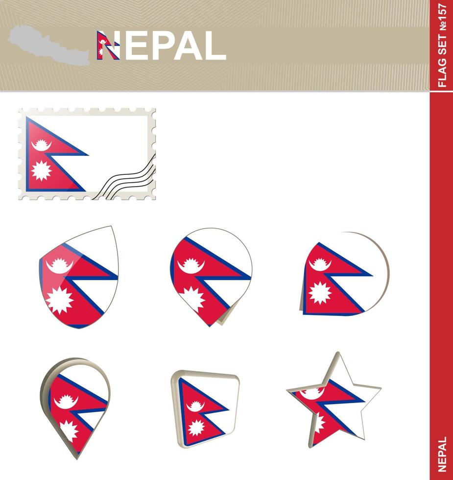 conjunto de banderas de nepal, conjunto de banderas vector