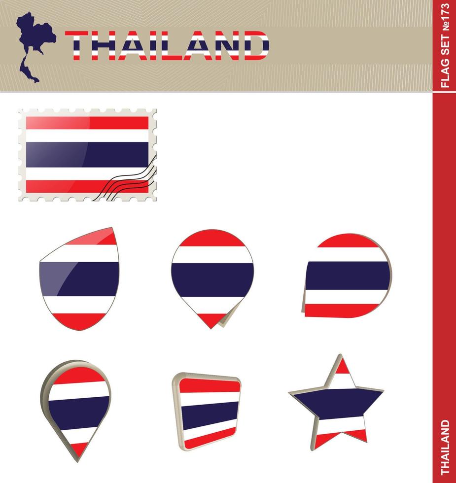 conjunto de bandera de tailandia, conjunto de bandera vector