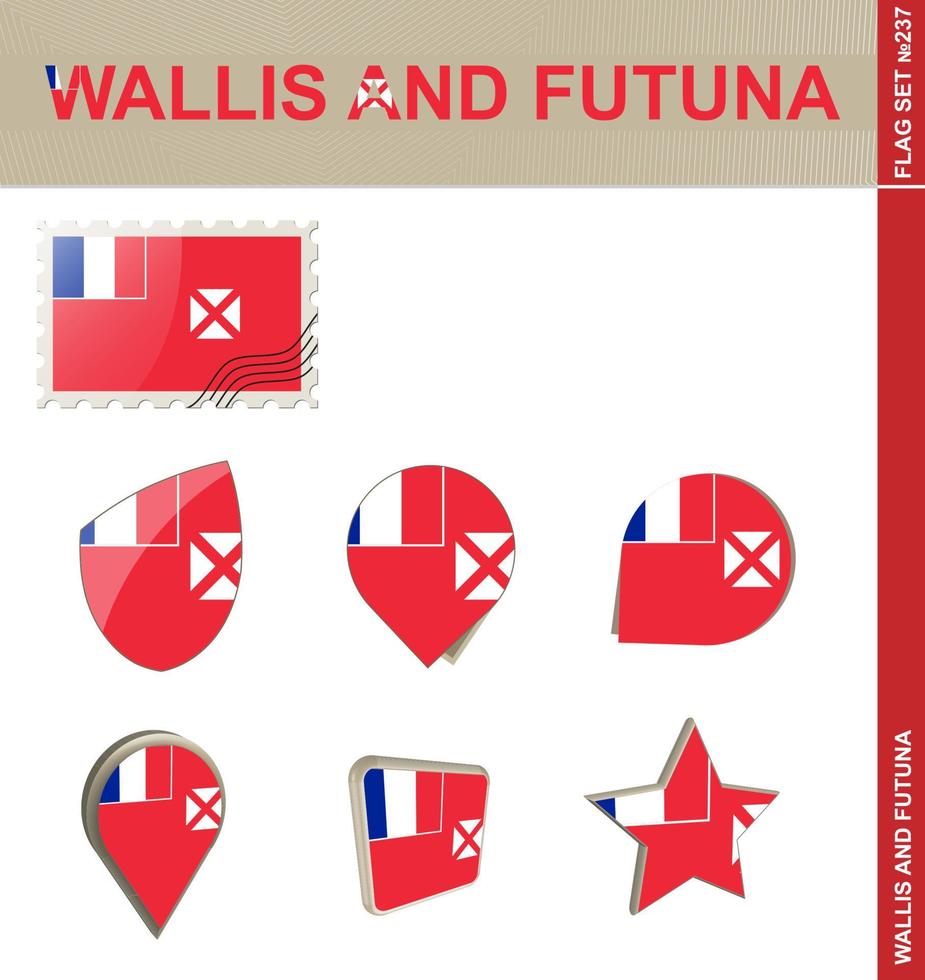 Wallis and Futuna Flag Set, Flag Set vector