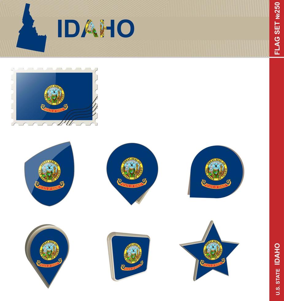 conjunto de banderas de idaho, conjunto de banderas vector