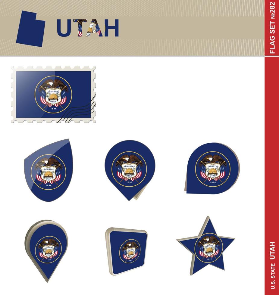 conjunto de banderas de utah, conjunto de banderas vector