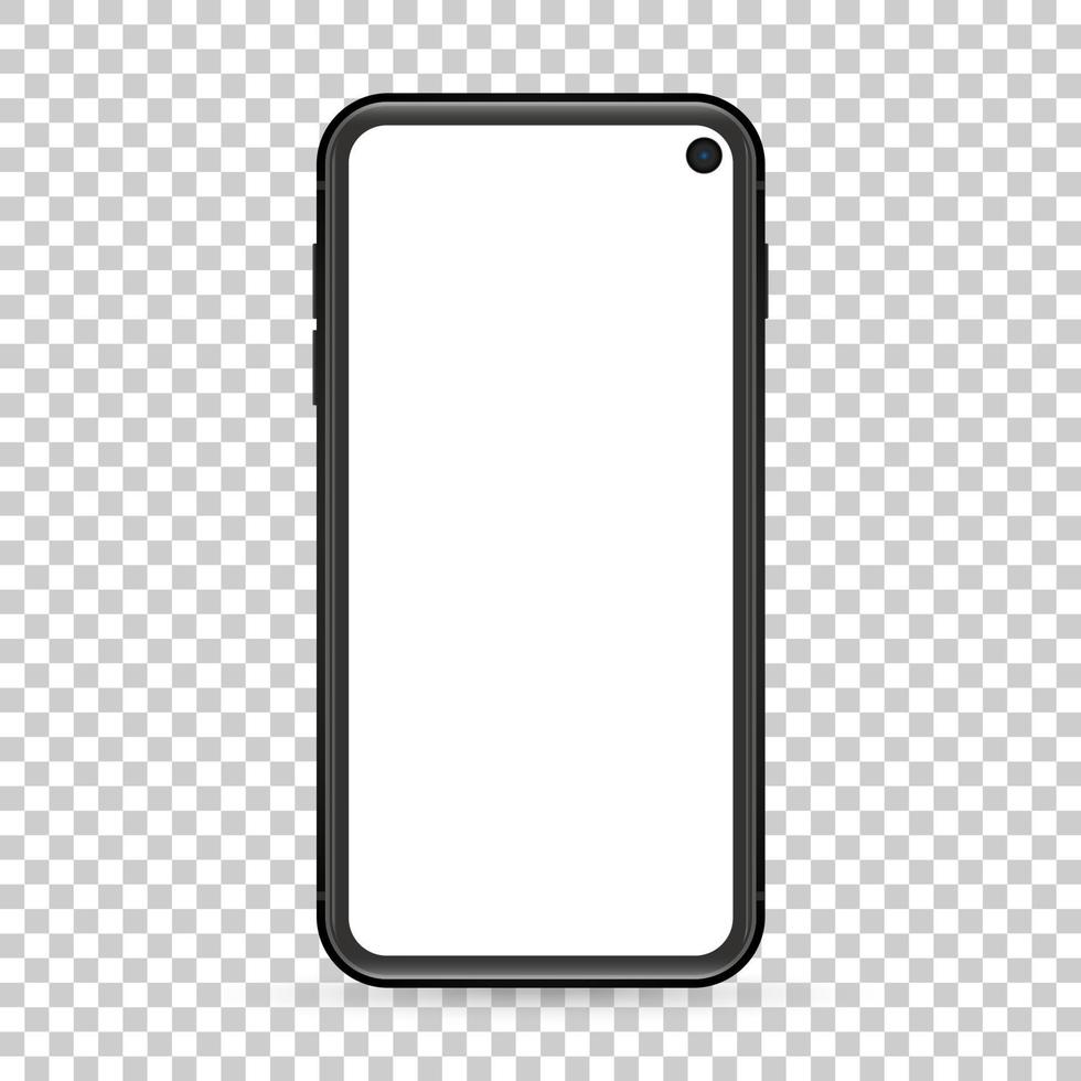 Modern design cell phone with blank screen on transparent background. vector