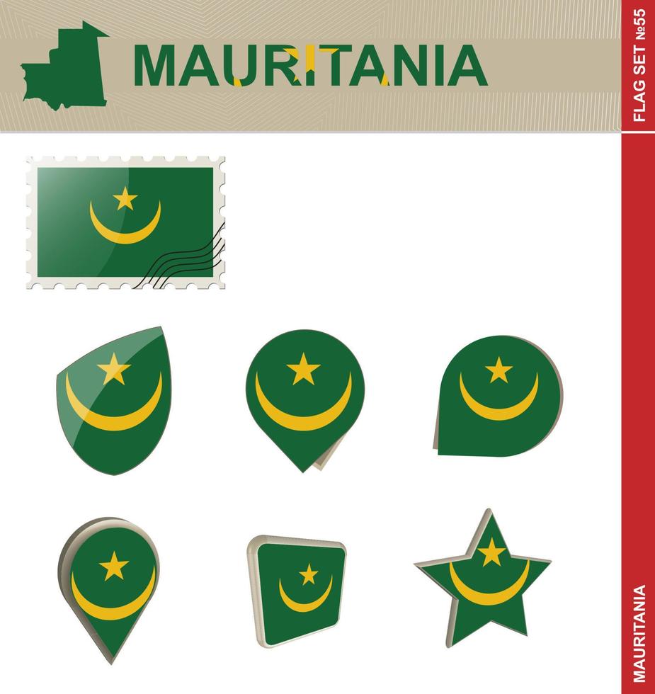 conjunto de banderas de mauritania, conjunto de banderas vector