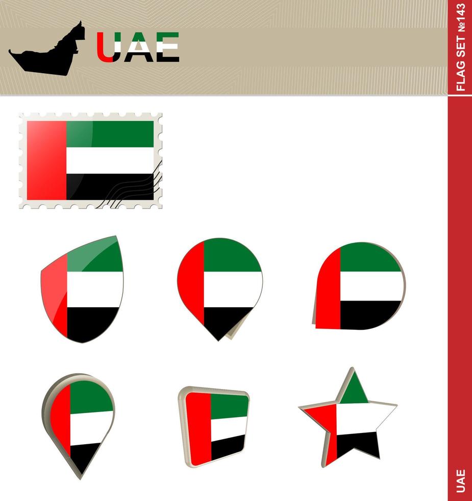 conjunto de banderas de los emiratos árabes unidos, conjunto de banderas vector