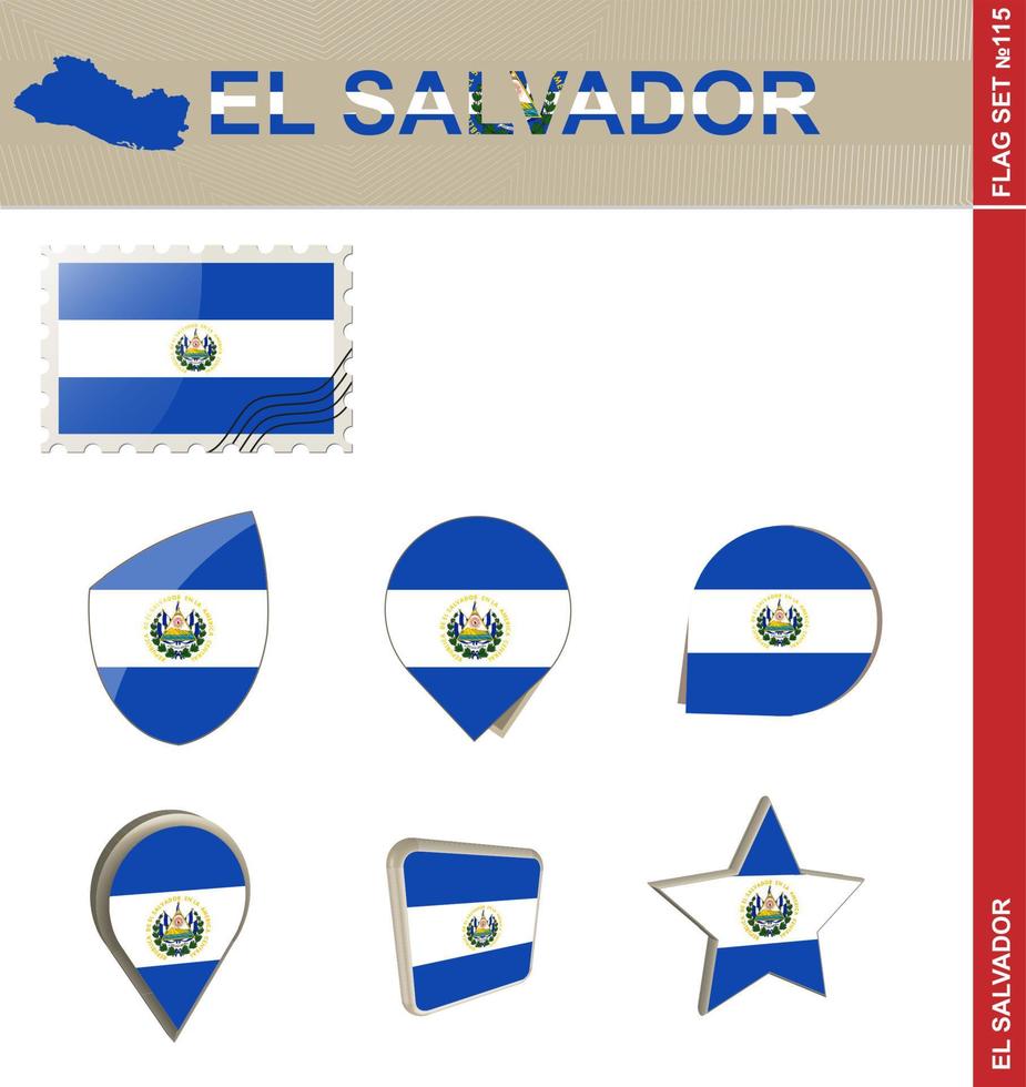 El Salvador Flag Set, Flag Set vector
