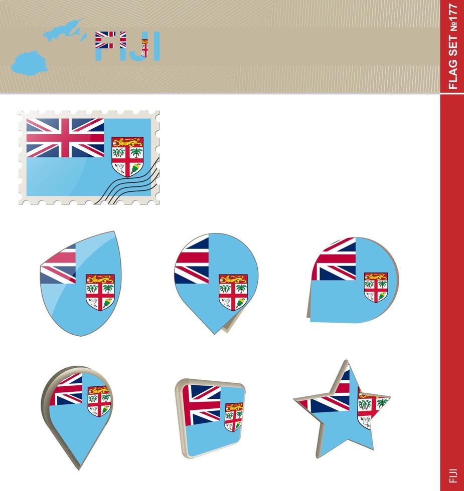 conjunto de banderas de fiyi, conjunto de banderas vector