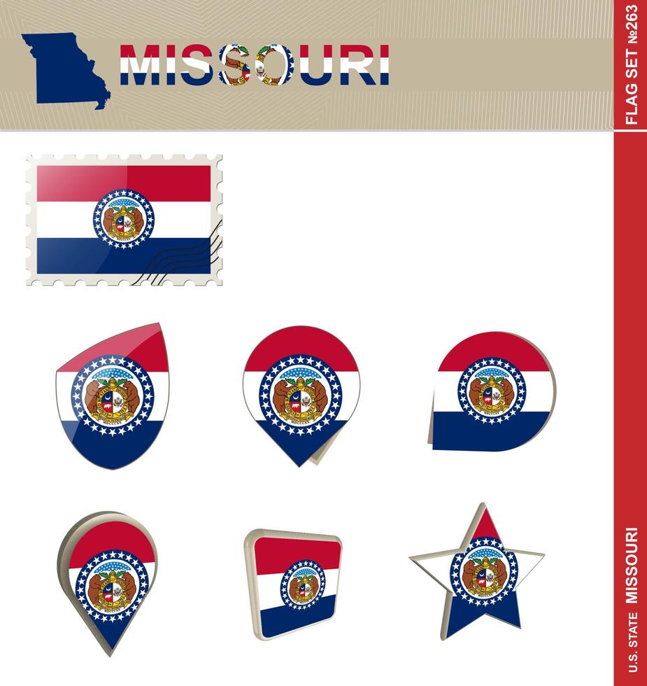 conjunto de banderas de Missouri, conjunto de banderas vector