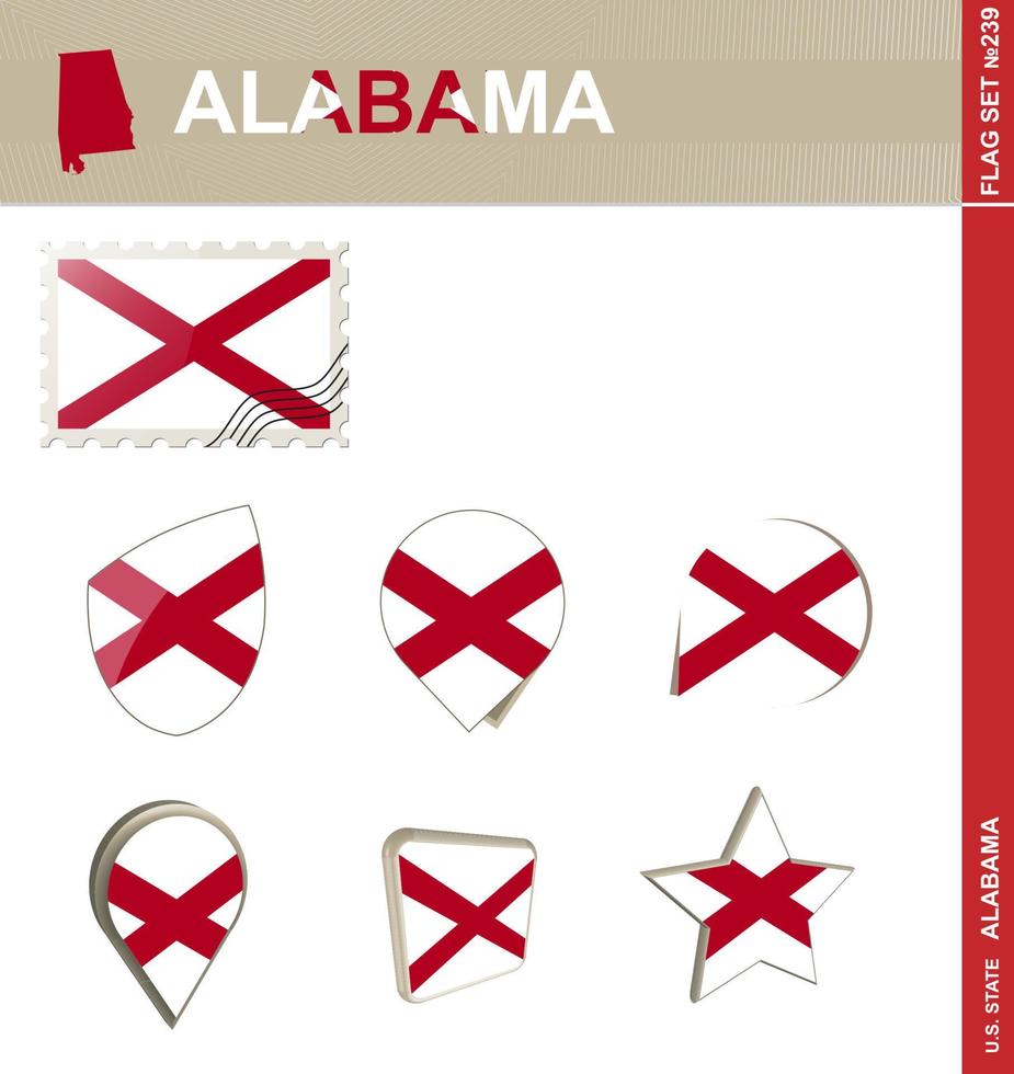 conjunto de banderas de alabama, conjunto de banderas vector