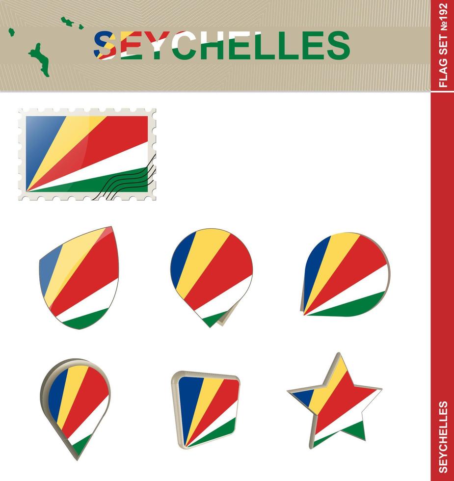 conjunto de banderas de seychelles, conjunto de banderas vector
