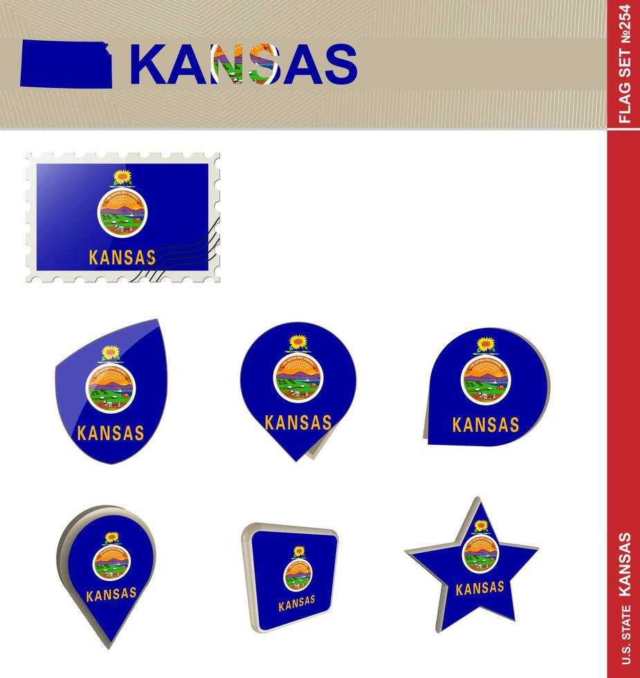 conjunto de banderas de kansas, conjunto de banderas vector