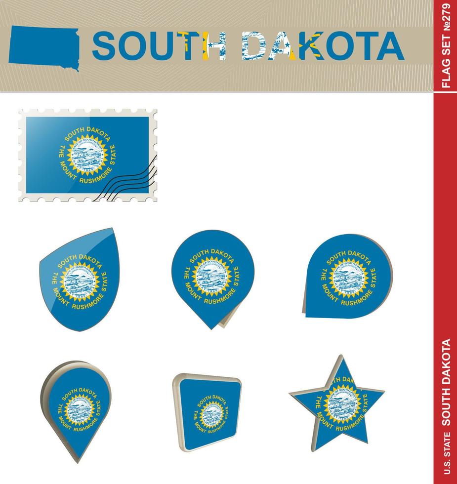 conjunto de bandera de dakota del sur, conjunto de bandera vector