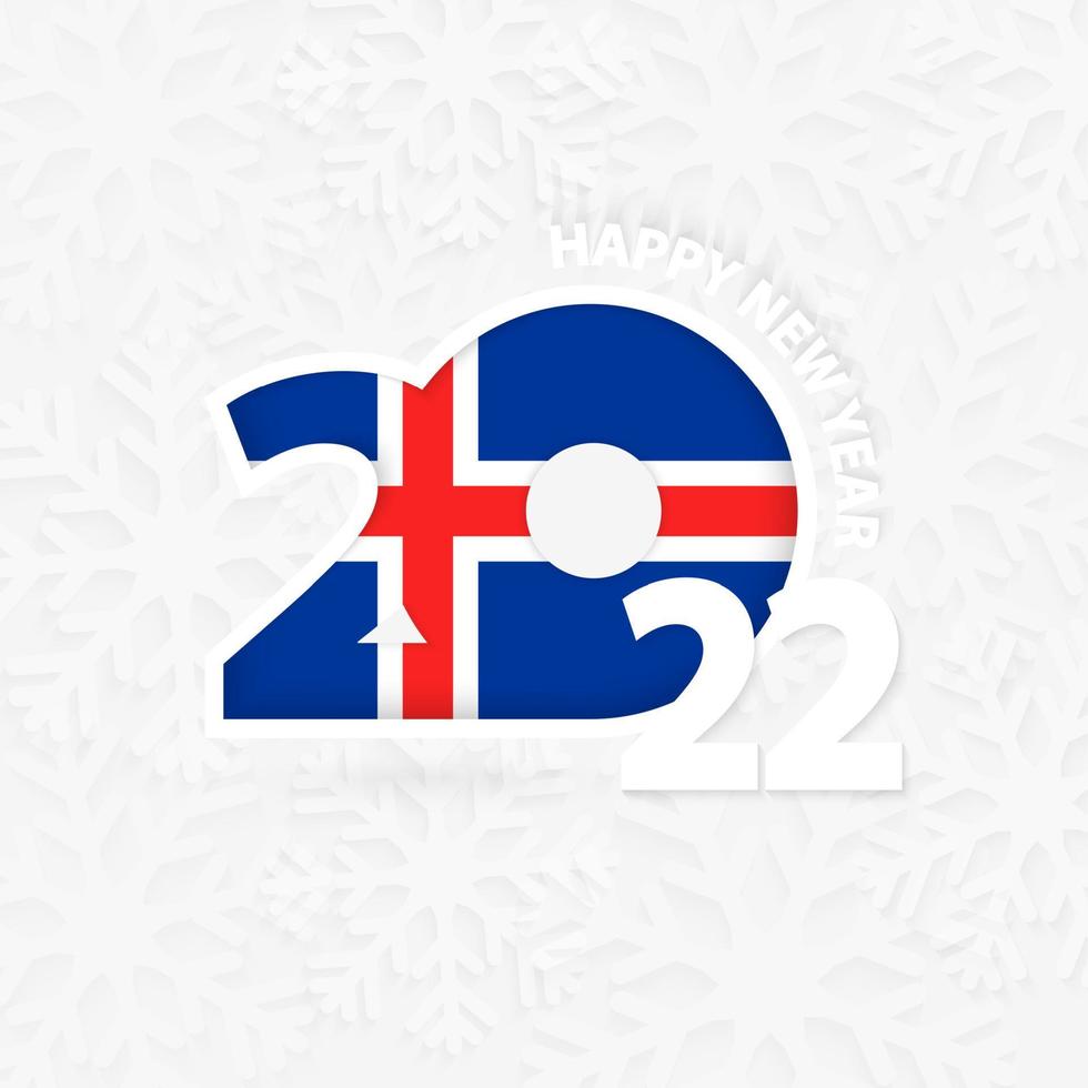 Happy New Year 2022 for Iceland on snowflake background. vector