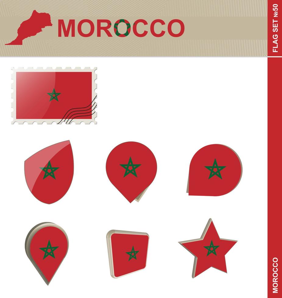 conjunto de banderas de marruecos, conjunto de banderas vector