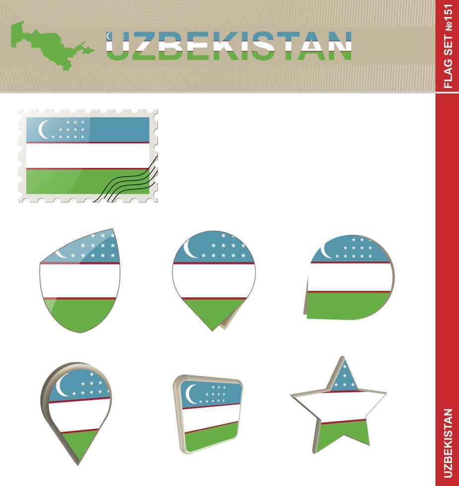 Uzbekistan Flag Set, Flag Set vector