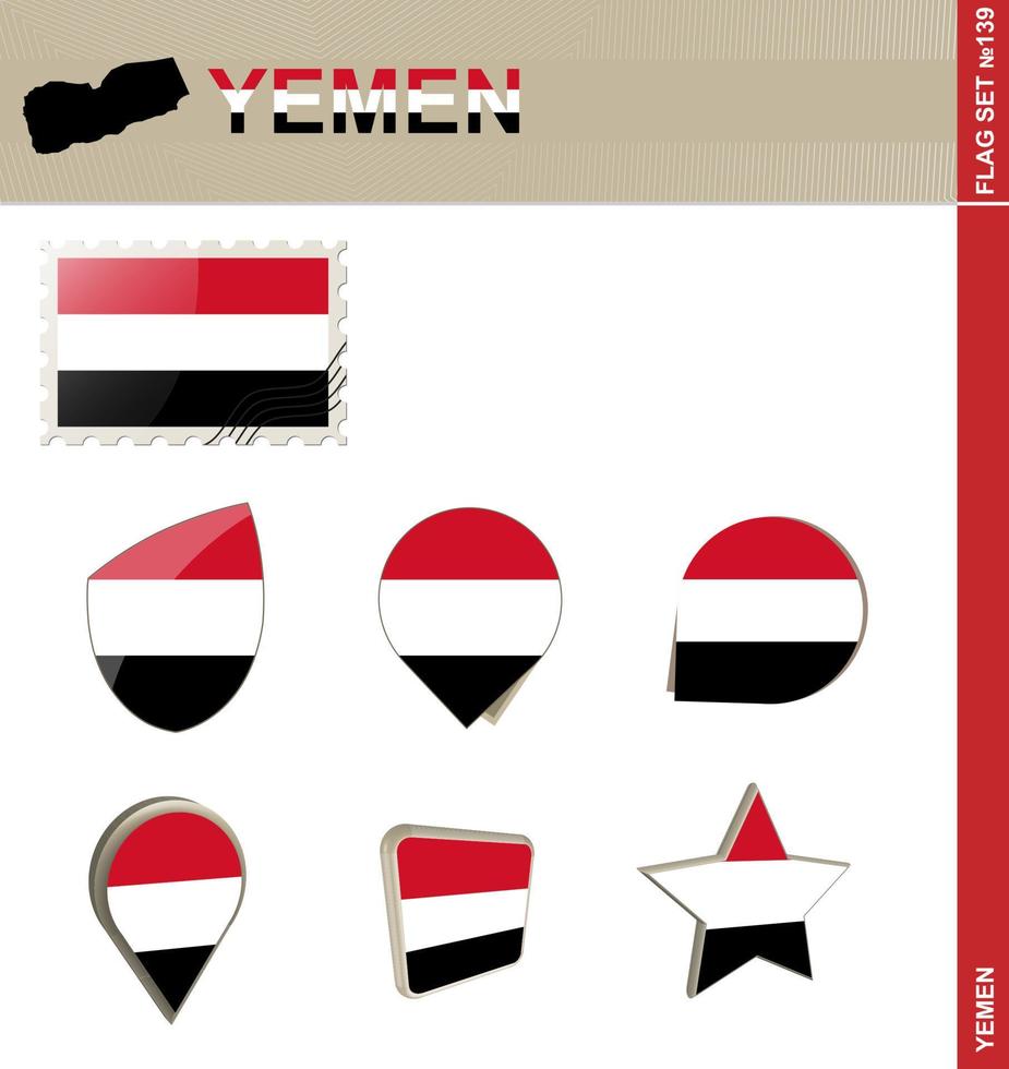 conjunto de banderas de yemen, conjunto de banderas vector