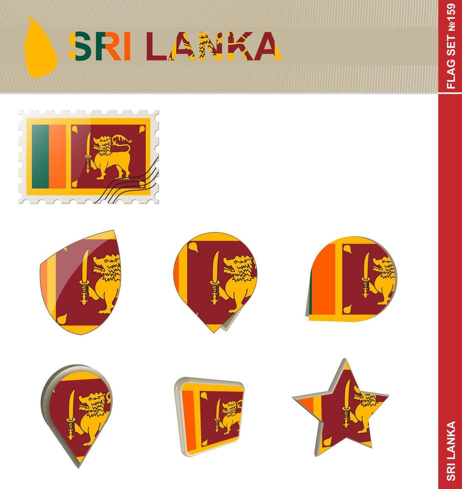 conjunto de banderas de sri lanka, conjunto de banderas vector