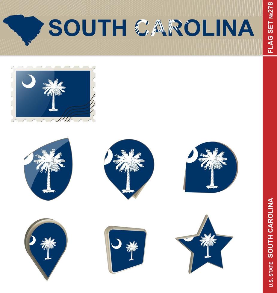conjunto de banderas de carolina del sur, conjunto de banderas vector