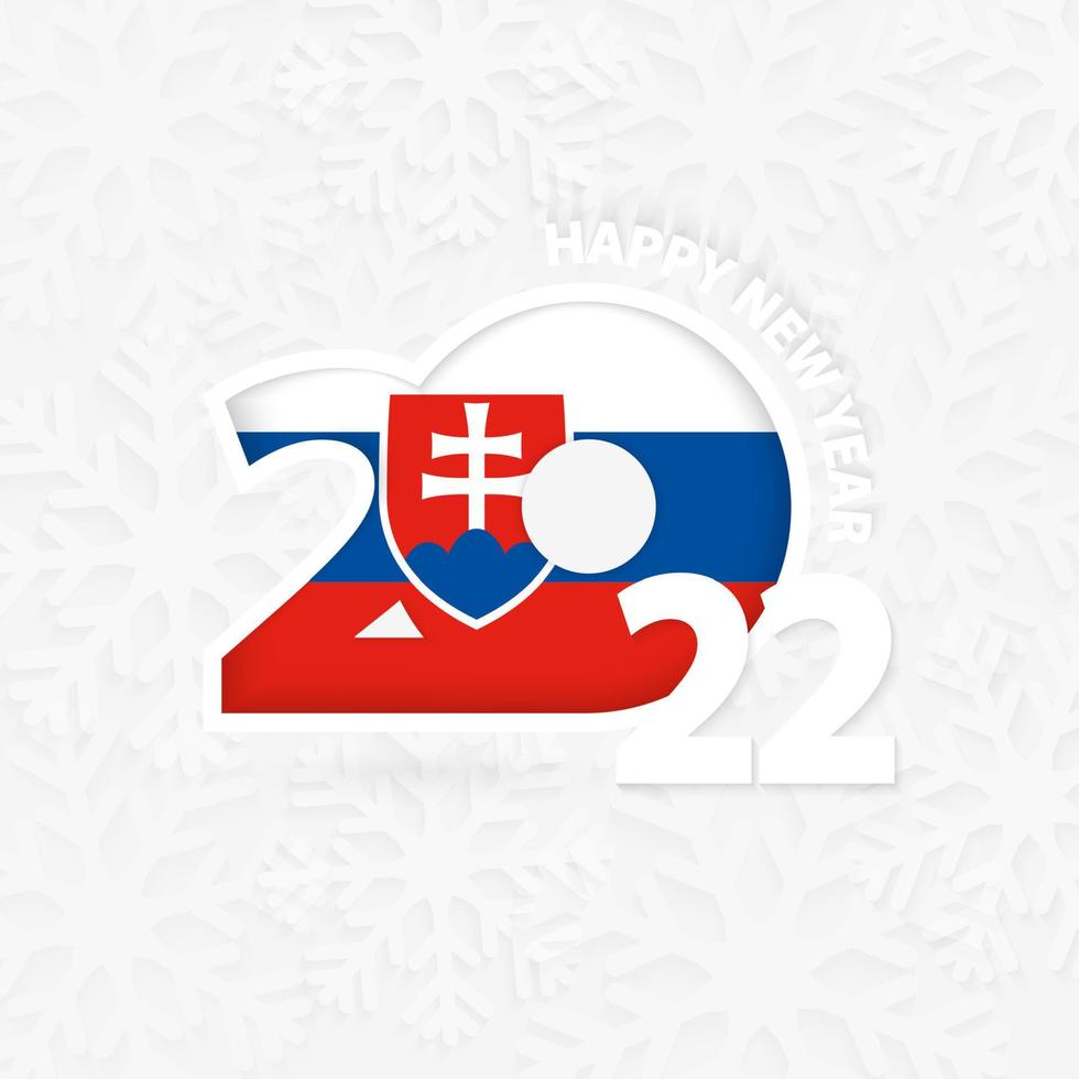 feliz año nuevo 2022 para eslovaquia sobre fondo de copos de nieve. vector