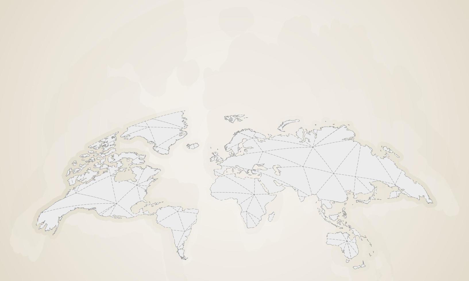 World map in vintage style. Rounded vector world map
