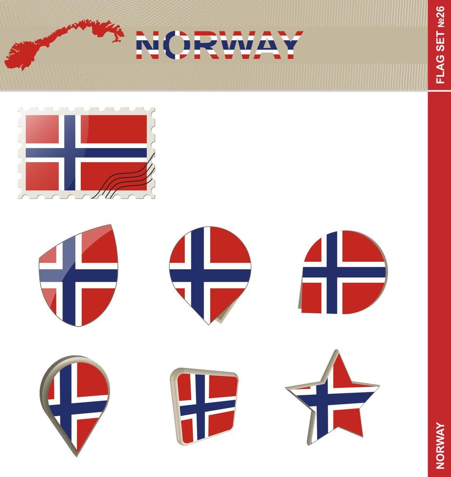 conjunto de banderas de noruega, conjunto de banderas vector