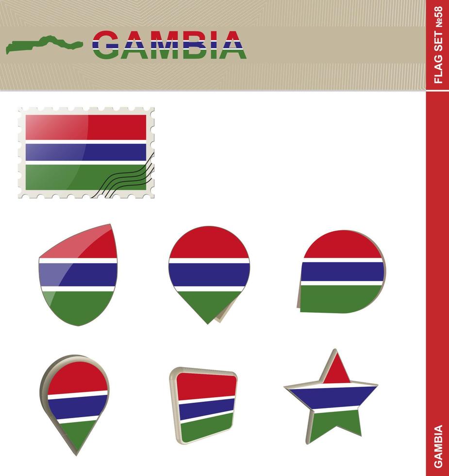 Gambia Flag Set, Flag Set vector