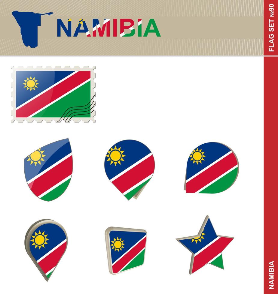 conjunto de banderas de namibia, conjunto de banderas vector