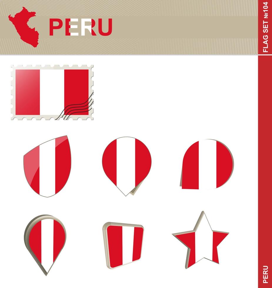 conjunto de banderas de perú, conjunto de banderas vector