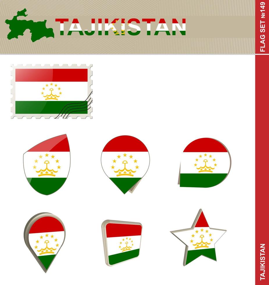 Tajikistan Flag Set, Flag Set vector