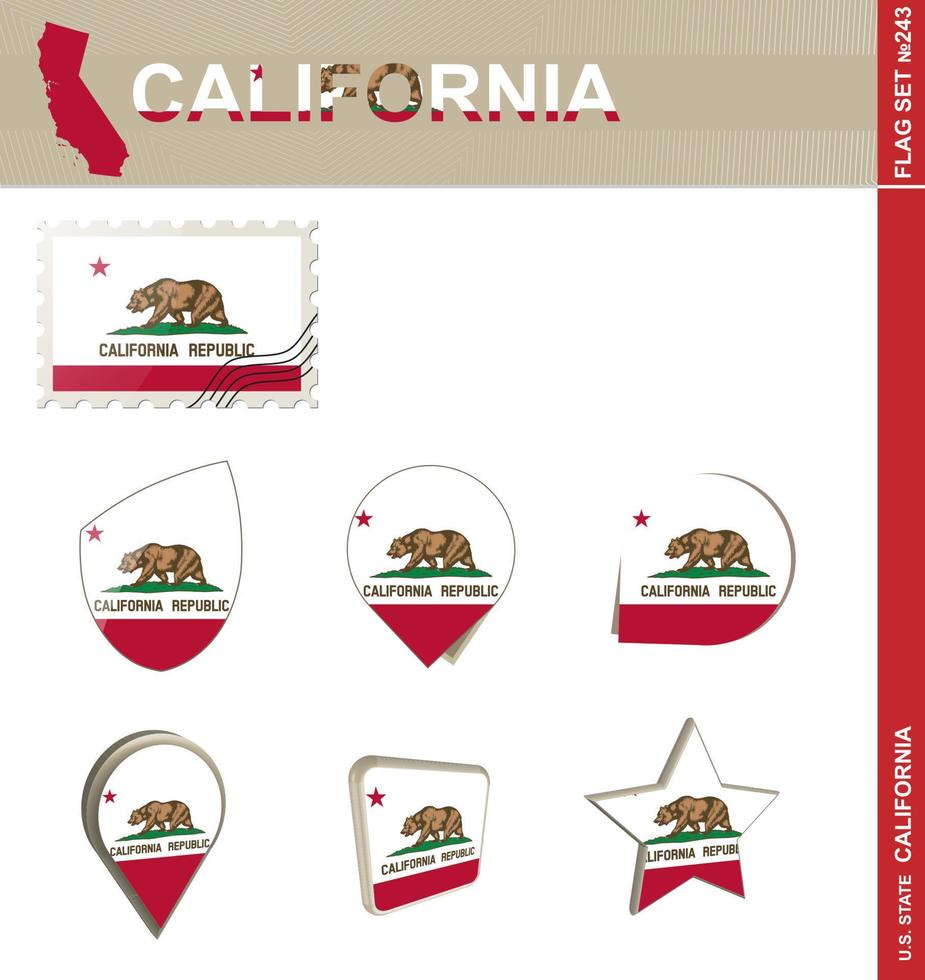 conjunto de banderas de california, conjunto de banderas vector