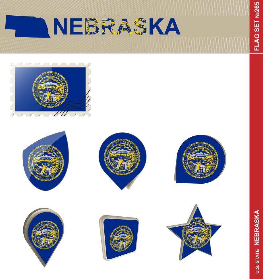 conjunto de banderas de nebraska, conjunto de banderas vector