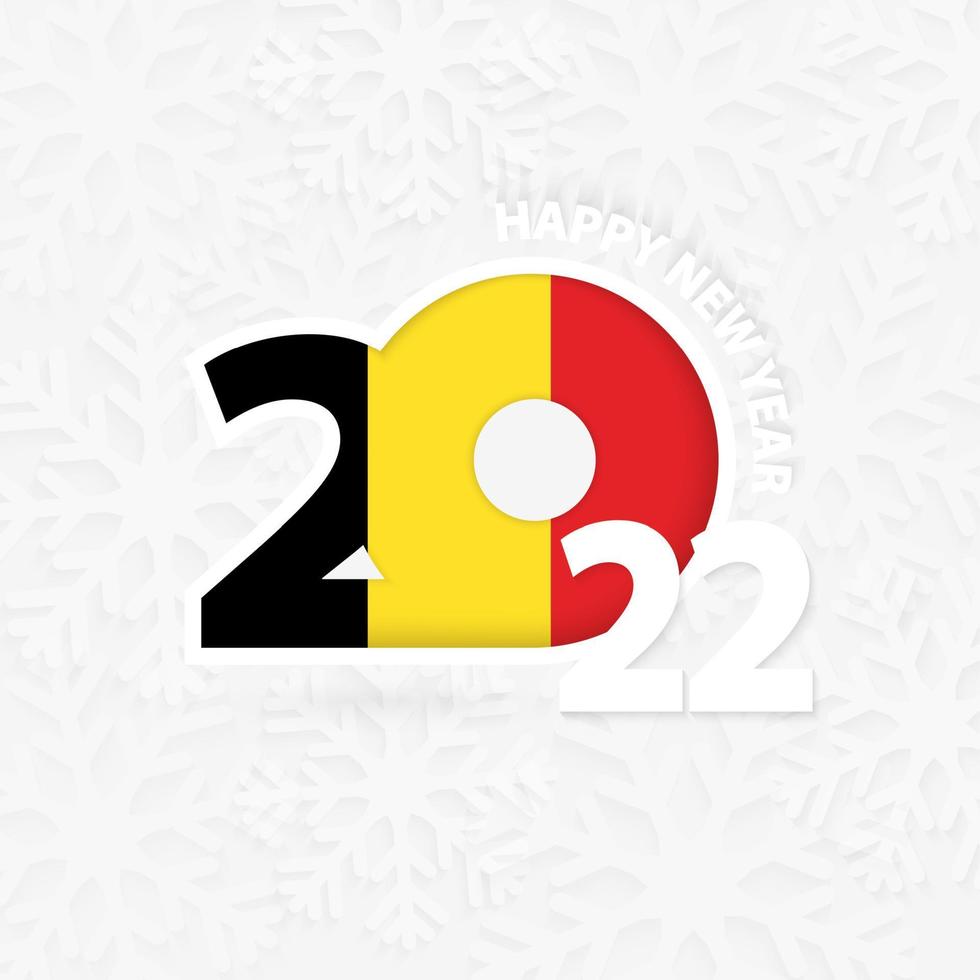 feliz año nuevo 2022 para bélgica sobre fondo de copos de nieve. vector