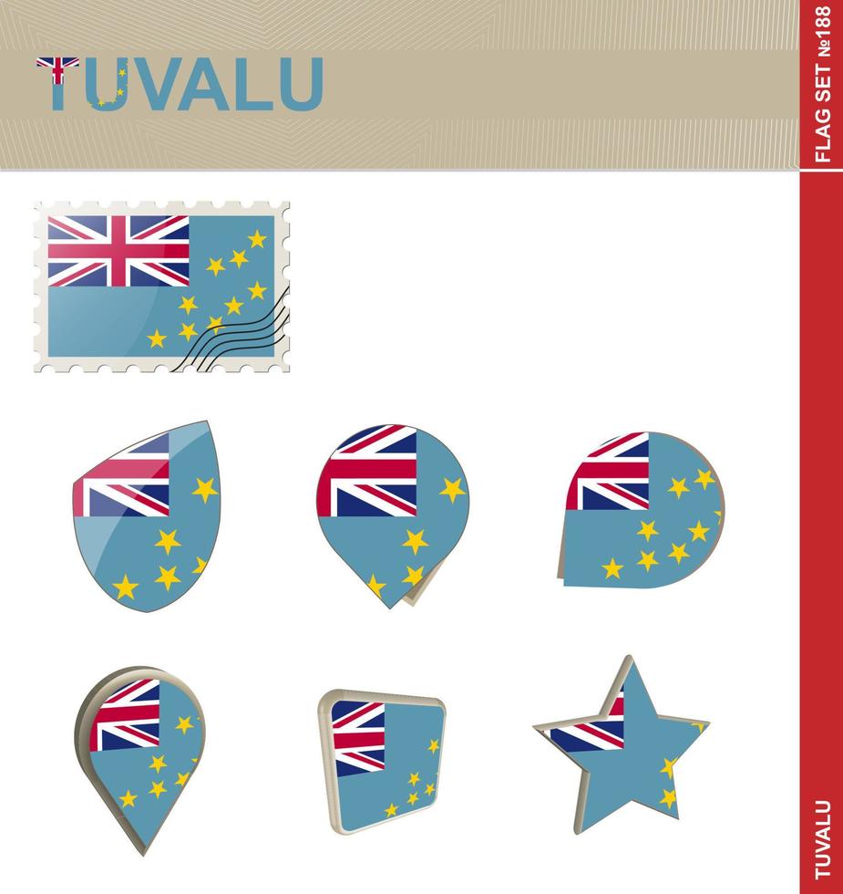 conjunto de banderas de tuvalu, conjunto de banderas vector