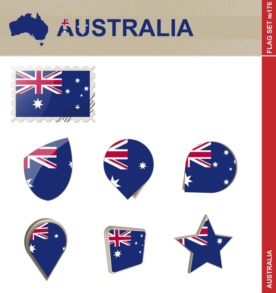 conjunto de banderas de australia, conjunto de banderas vector
