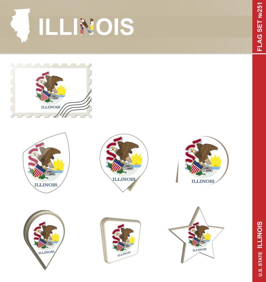 conjunto de banderas de Illinois, conjunto de banderas vector