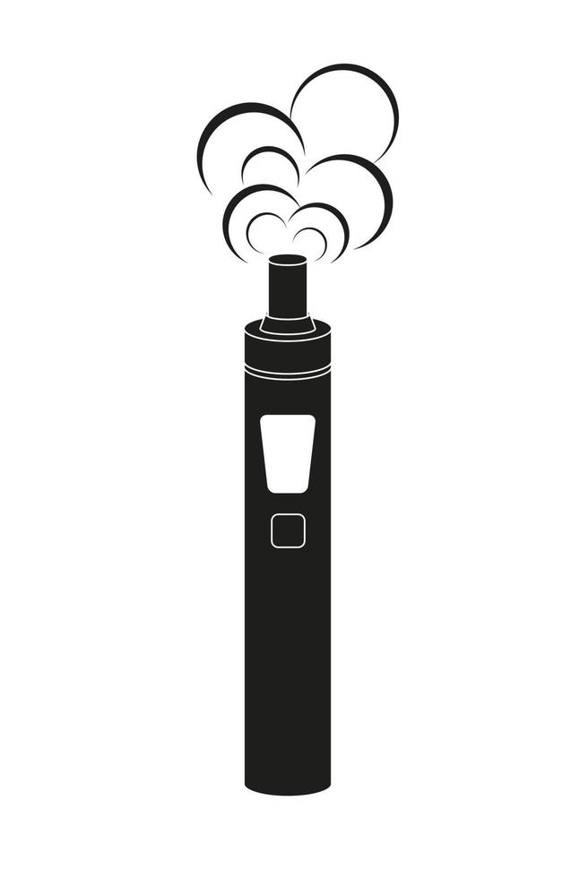Vector illustration of Electronic cigarette in black color. Vaporizer e-cigarette device.