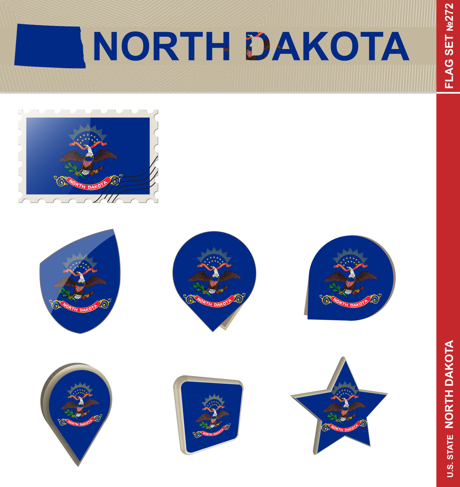 North Dakota Flag Set, Flag Set 8804363 Vector Art at Vecteezy