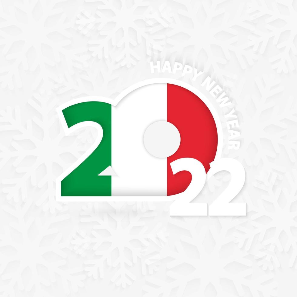 feliz año nuevo 2022 para italia sobre fondo de copos de nieve. vector