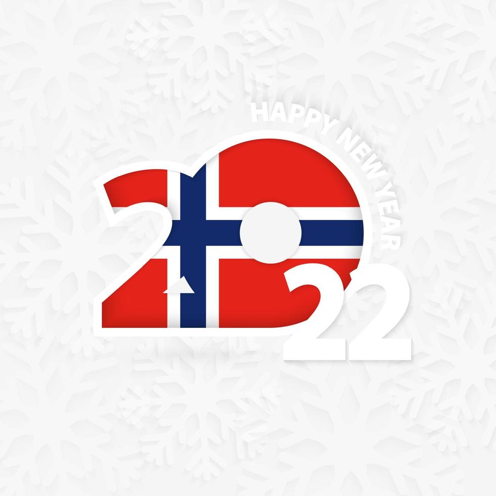 Happy New Year 2022 for Norway on snowflake background. vector