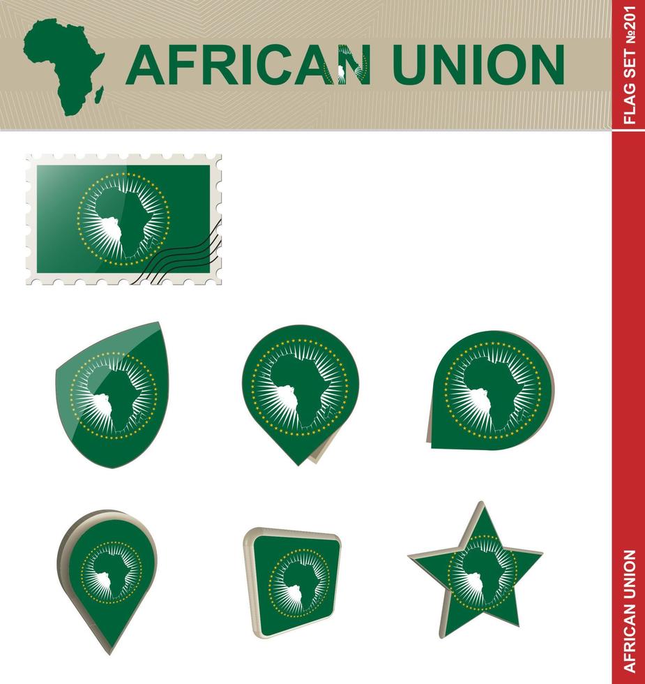 conjunto de banderas de la unión africana, conjunto de banderas vector