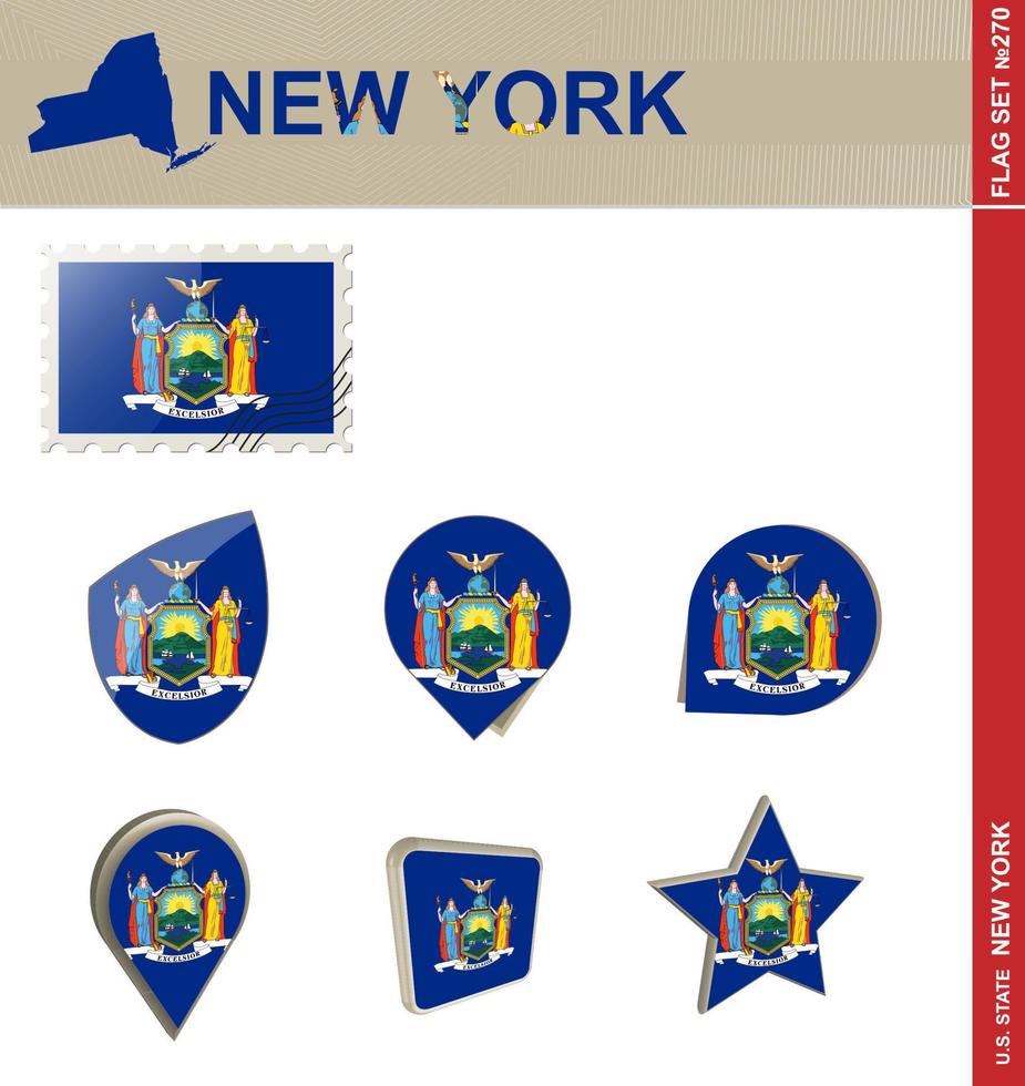 conjunto de banderas de nueva york, conjunto de banderas vector