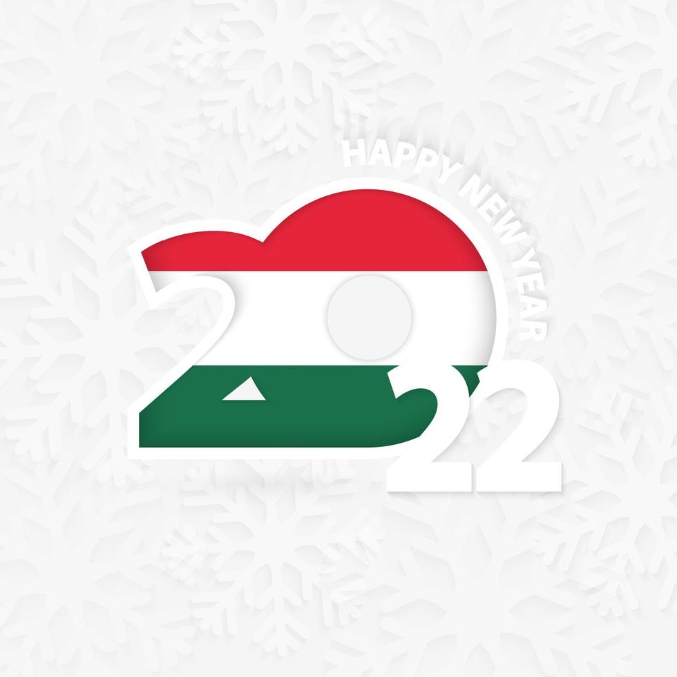 Happy New Year 2022 for Hungary on snowflake background. vector