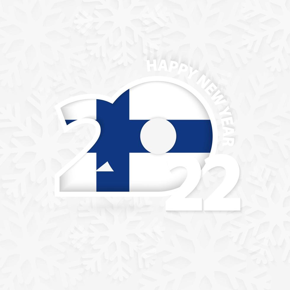 feliz año nuevo 2022 para finlandia sobre fondo de copos de nieve. vector