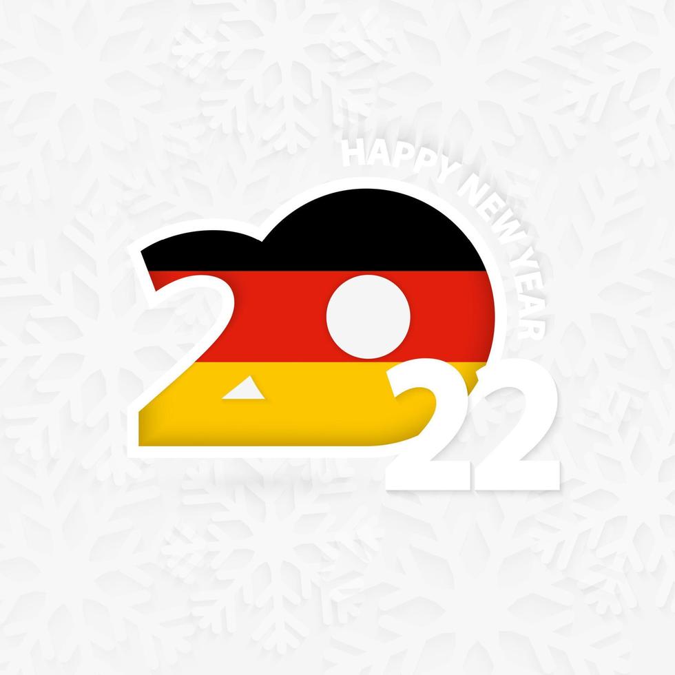 feliz año nuevo 2022 para alemania sobre fondo de copos de nieve. vector