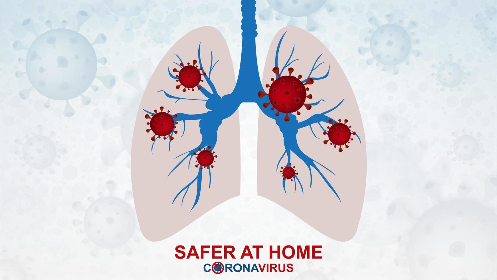 Coronavirus disease 2019 attack lungs on abstract background with flu virus COVID-19. vector