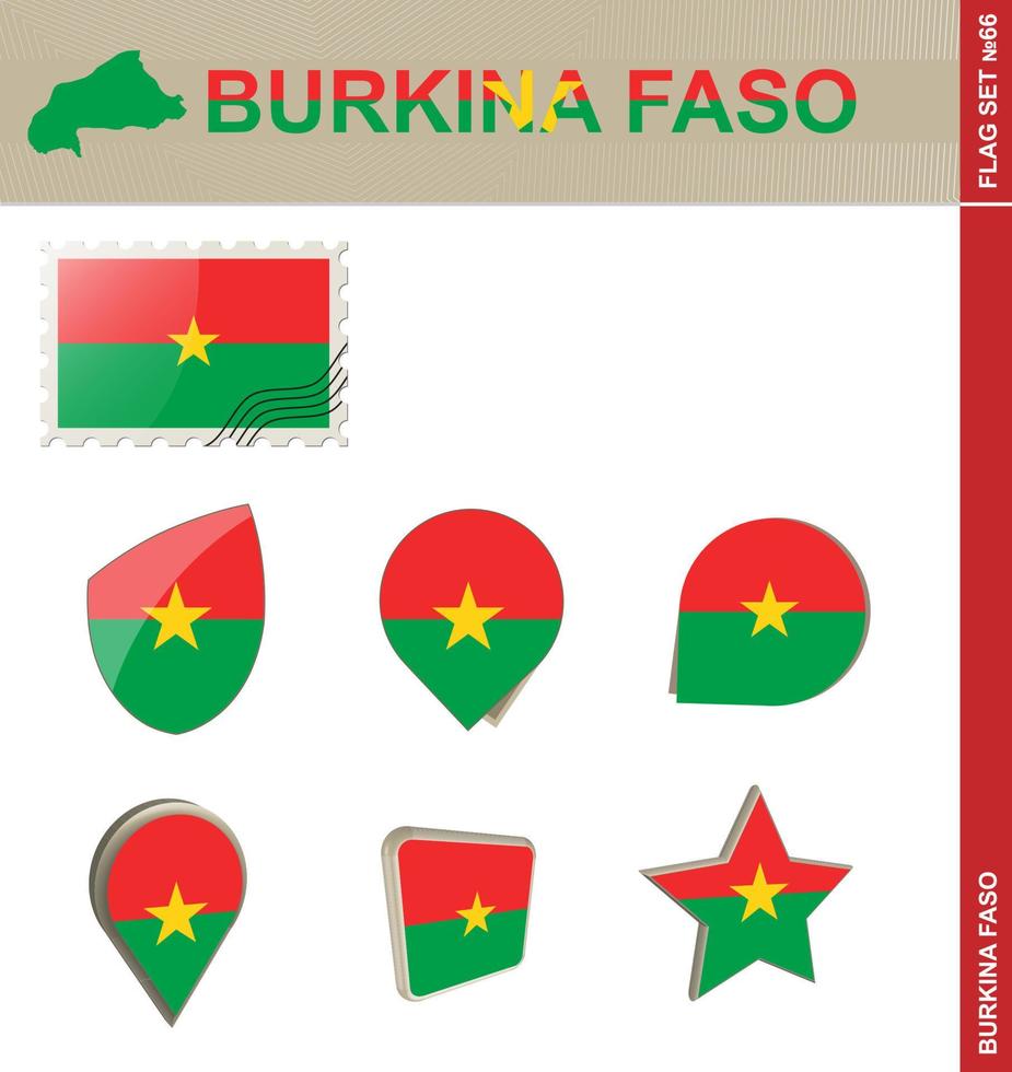 conjunto de banderas de burkina faso, conjunto de banderas vector