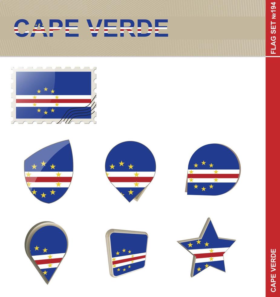 conjunto de bandera de cabo verde, conjunto de bandera vector