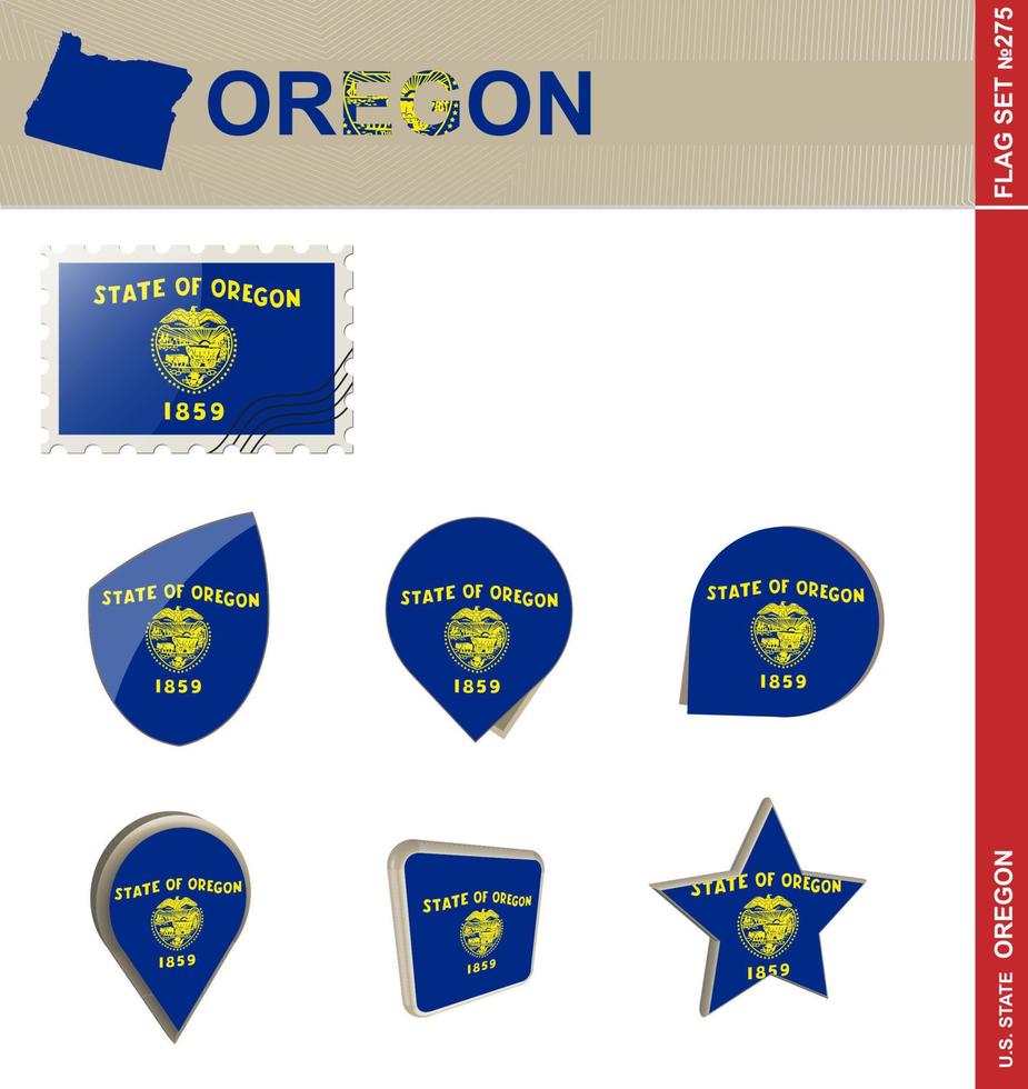 conjunto de banderas de oregon, conjunto de banderas vector